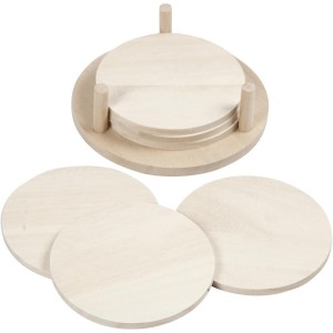 Onderzetters rond (set van 6) blanco hout